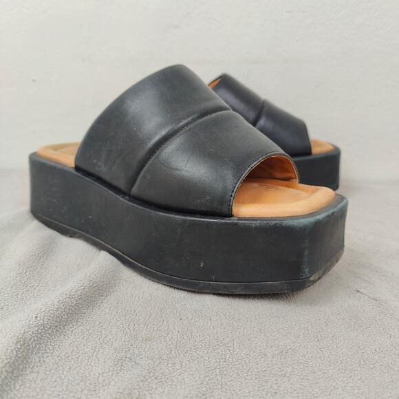 Vagabond Atelier Juno Sandals Womens 39 9 Black Leather Chunky Platform Slides - Picture 2 of 11
